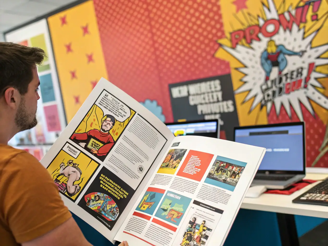 A vibrant display of color swatches and printed samples, highlighting the range of color options and precision color matching available at Max Source Studio.