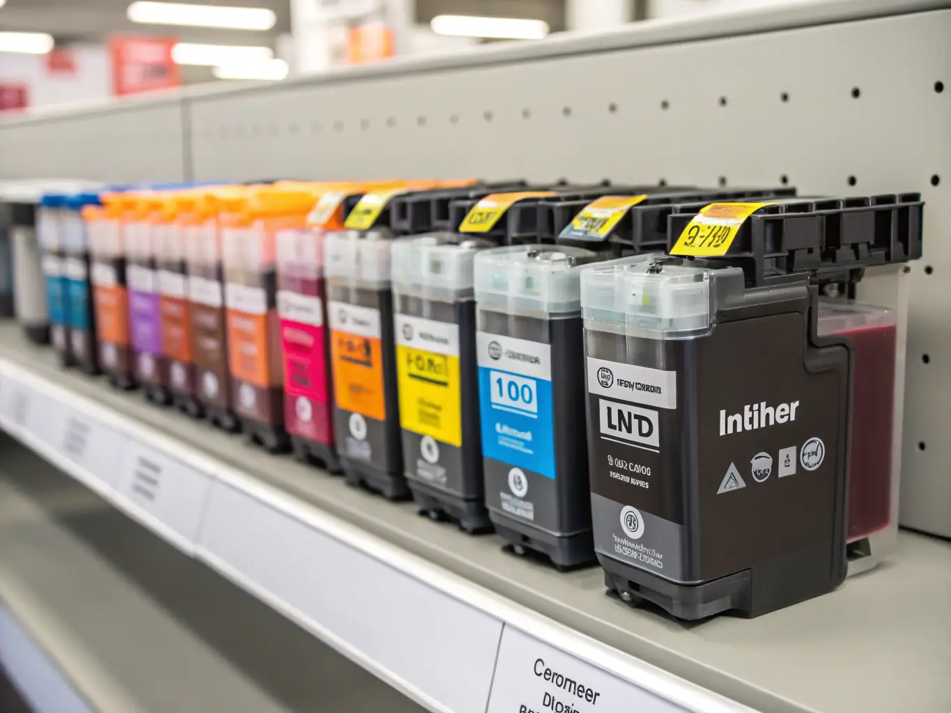 A collection of different types of toner cartridges, showcasing the variety available for different printer models at Max Source Studio.